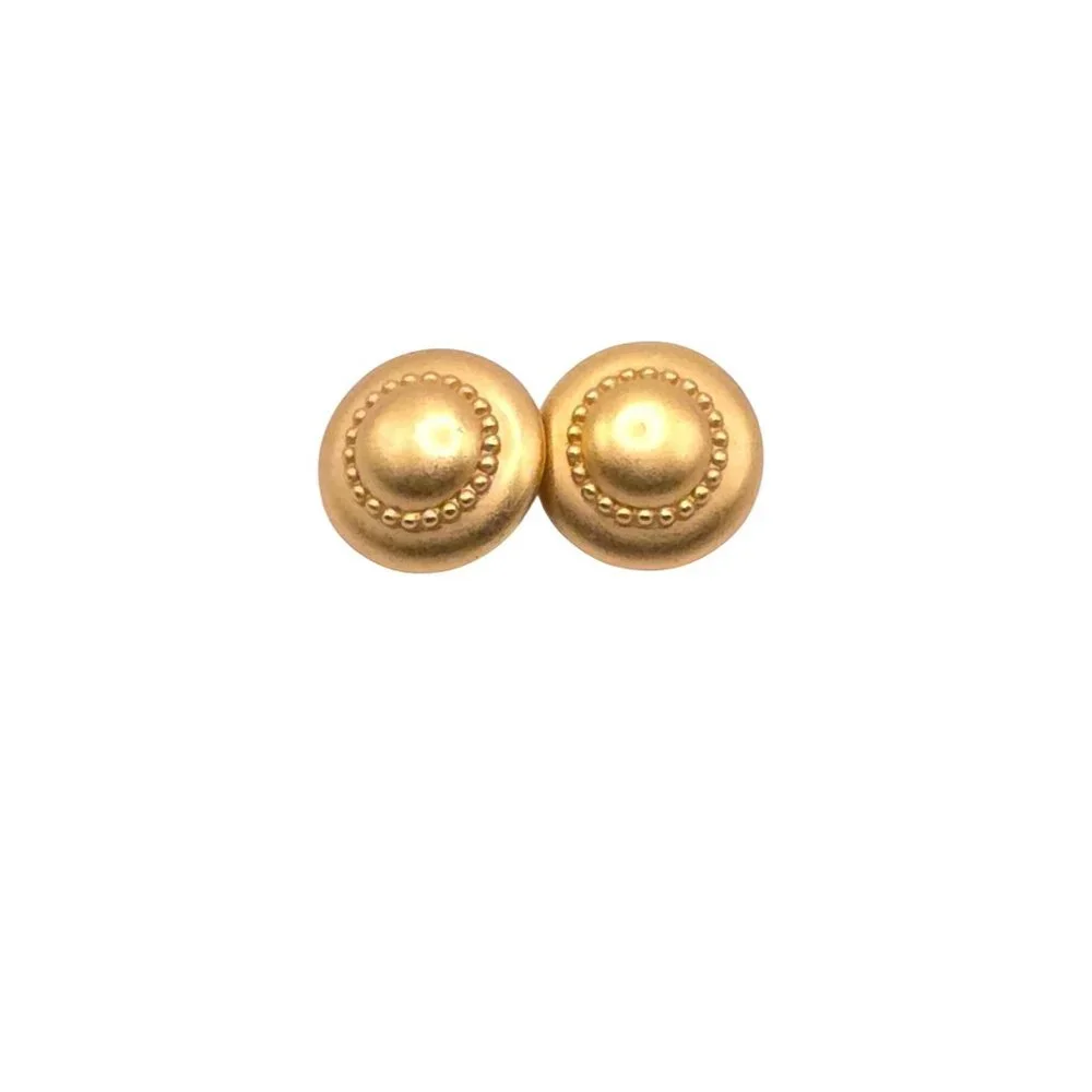 Vintage Monet Gold-Tone Clip-On Earrings With Textured Dome Design - Picture 2 of 4